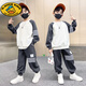 G.DUCKKIDS兒童裝男童秋裝套裝春秋款2025新款中大童秋季運動(dòng)衛衣男孩帥氣潮 深灰 150cm