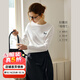 Olrain歐芮兒法式休閑刺繡T恤女裝秋季2025新款簡(jiǎn)約打底針織上衣 白色 M
