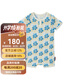 Milkbarn嬰兒短袖短褲連體服 6-24月新生兒春夏外出服寶寶爬服 冰藍雪絨花 90cm (18-24m)