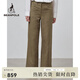 beanpole濱波  春夏新款女士簡(jiǎn)約休閑亞麻混紡仿牛仔闊腿褲 卡其色 26 160/66A