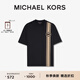 MICHAEL KORS邁克高仕 MK【七夕禮物】男士棉質(zhì)夏季條紋印花T恤短款上衣 黑色 001 M