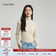 Calvin Klein Jeans秋冬女士簡(jiǎn)約ck刺繡舒適羊毛混紡打底針織衫毛衣ZW02292 ACF-米白色 XS