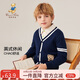 Classic Teddy精典泰迪童裝兒童毛衣男童針織衫寶寶開衫外套時(shí)尚秋裝 深藍(lán) 150