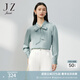 玖姿（JUZUI）法式飄帶雪紡襯衫女裝春款通勤知性單上衣白色 藍色系 2XL