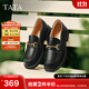 他她（TATA）小爵士女鞋新款英倫黑色樂(lè )福鞋百搭小真皮鞋單鞋春鞋子WFE02CA4 黑色 38