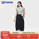 FILA FUSION斐樂(lè)潮牌女子連衣裙2025夏季時(shí)尚休閑拼色短袖裙子