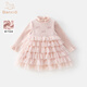 班喜迪女童連衣裙秋冬裝新款洋氣女寶寶公主裙加絨套裝兒童網(wǎng)紗裙子冬季 粉色 120