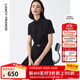 朗姿【尖貨補單】黑白色顯瘦輕禮服襯衫連衣裙女夏新款復(fù)古小黑裙裙子 黑色 M 160/80A