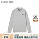 E·LAND KIDS衣戀冬季新品男女童條紋徽章半高領(lǐng)長(zhǎng)袖T恤 Grey灰色/15 160 cm