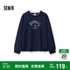 森馬（Semir）史努比系列衛(wèi)衣女拼接假兩件寬松冬2024繡花抓絨上衣109724116003