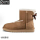 UGG EVERSHEEPSKINS羊皮毛一體單絲帶UGG短筒女士雪地靴保暖加絨女靴子韓版棉靴子 栗色 36