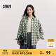 森馬[商場同款]長袖襯衫女中長款oversize春2025新款格紋上衣復(fù)古 綠色調(diào)00444 XS (150) /76A