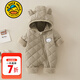 G.DUCKKIDS小黃鴨童裝嬰兒衣服秋冬加絨夾棉外出服新生兒連體衣寶寶棉衣爬服 咖色 90cm 90碼建議1~2歲【 80-】