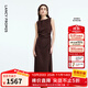 朗姿a字垂感輕禮服無(wú)袖修身連衣裙收腰高級感氣質(zhì)2025年秋季新款 巧克力色 M