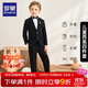 羅蒙兒童西裝套裝花童禮服中大童鋼琴演出服  黑白線四件套 130