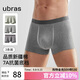 ubras40S棉字母織帶男士抗菌襠平角褲中花灰+深花灰+鼠尾草3條XL