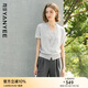 顏域假兩件針織開衫女夏裝2025新款蕾絲花邊薄款設(shè)計(jì)感獨(dú)特上衣女 灰色 L