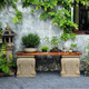 漢韻堂庭院實(shí)木花架仿石花盆景植物擺放墩子底座花園戶(hù)外石凳擺件A183-1花纏枝方墩花架高