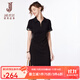 經(jīng)典故事（JANE STORY）2025新款黑色時(shí)尚翻領(lǐng)連衣裙夏季正式場(chǎng)氣質(zhì)穿搭繡花收腰顯瘦長(cháng)裙 黑色 L