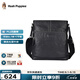 暇步士（Hush Puppies）男士單肩包2025新款高檔商務(wù)休閑通勤包大容量真皮斜挎包品牌男包 黑色HA-1711848W-5710