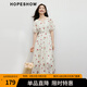 紅袖【落櫻繽紛】甜美連衣裙夏季2024新款女裝收腰顯瘦仙女氣質(zhì)碎花裙 米底紅花650 M
