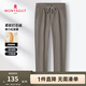 夢特嬌【柔軟條絨/不易起皺】抽繩休閑褲加絨松緊腰彈力直筒長褲男MTG K02卡其 29