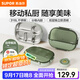 蘇泊爾（SUPOR）飯盒316不銹鋼自帶布包餐具學(xué)生上班族餐盤(pán)多分格不串味保溫飯盒 灰綠（含布包+餐具）2000ml