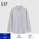 GAP男女裝2025春季新款小熊刺繡棉質(zhì)長袖襯衫寬松休閑上衣723235