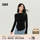 森馬（Semir）長(zhǎng)袖T恤女短款不規(guī)則設(shè)計(jì)感修身顯瘦2025秋蕩領(lǐng)薄款107625101097