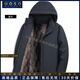 UOSO男士羽絨服2025冬季新款牛奶絲可拆內膽風(fēng)衣加厚防風(fēng)保暖爸爸裝 藏青色 XL 180 （適合140-160斤）