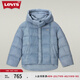 Levi's李維斯冬季女士保暖寬松簡約休閑時尚顯瘦排骨羽絨服外套 藍色 L