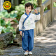 G.DUCKKIDS小黃鴨兒童春季古裝漢服表演服男女書(shū)童國學(xué)服中國風(fēng)服裝小學(xué)生表 男女同款上衣+褲子+香包 120 cm