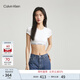 Calvin Klein內衣【摩登引力帶】女士ck無(wú)鋼圈輕運動(dòng)內搭T恤式文胸QF7213AD 100-月光白 M 推薦75B-85A