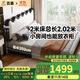 百慕（baimu）超薄床頭床小戶(hù)型床齊邊極窄主臥真皮高腳雙人現代簡(jiǎn)約靜音軟包床 頭層牛皮床 高密櫸木排骨架/1.8x2米