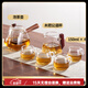 茶皇子（CHAHUANGZI）側把泡茶壺茶水分離木把分茶器玻璃煮茶壺家用高檔喝茶具套裝 側把壺+4*品茗杯+公道杯 700ml