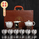 講茗堂鎏999純銀茶具整套裝百福陶瓷送禮品物長(cháng)輩領(lǐng)導高檔退休教師節 百福銀套裝 10頭