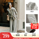 安踏遛彎套裝丨休閑立領(lǐng)運動(dòng)服女款夏季寬松慵懶風(fēng)針織開(kāi)衫闊腿褲外套 【春季新款-寬松版】珠光灰-2 2XL /女180