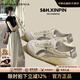CAMILA KSENIA爆款板鞋女士2025新款夏季休閑百搭平底小白鞋德訓鞋子時(shí)尚平底鞋 米銀 36