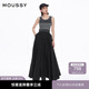 moussy【鐘楚曦同款】 復古風(fēng)條紋針織拼接背心連衣裙028ISZ70-3861 163深灰色 均碼