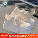 啄木鳥(niǎo)秋季女鞋透氣小白鞋女2025新款網(wǎng)鞋網(wǎng)面鞋子厚底百搭配裙子的板鞋 米白色 36 (230mm) 【寬胖腳建議選大一碼】