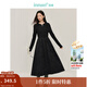 茵曼（INMAN）【商場(chǎng)同款】梭織提花連衣裙2025春秋季女裝新品國風(fēng)長(cháng)袖長(cháng)裙子 黑色 S 155/80A