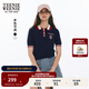 Teenie Weenie小熊針織T恤2025夏季新款簡(jiǎn)約學(xué)院風(fēng)短袖Polo領(lǐng)毛衫 藏青色 S