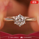 FEILACK人工培育鉆石六爪鉆戒女1克拉銀訂婚送老婆送女朋友生日禮物 50分 定制圈口聯(lián)系客服（人工培育真鉆）