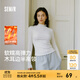 森馬（Semir）長(cháng)袖T恤女半高領(lǐng)緊身純色冬季2025新款發(fā)熱抓絨木耳邊打底衫 奶白10501 XL