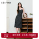 詩(shī)凡黎（'SEIFINI）詩(shī)凡黎法式碎花吊帶連衣裙2025春夏新款復古純欲顯瘦修身中長(cháng)裙 黑色 M