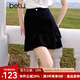 百圖betu女裝2025夏季新款高腰女裙包臀荷葉短裙半身裙裙子女2504T63 黑色 L