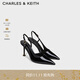 CHARLES&KEITH漆皮尖頭斑馬紋高跟涼鞋生日禮物送女友CK1-60280477 Black Patent黑色 36 （230）