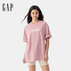 Gap男女裝2025夏季新款純棉泡泡膠印logo短袖T恤多色上衣729127 粉色 M (170/92A) 亞洲尺碼