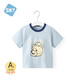舒貝怡嬰兒短袖上衣夏季男寶寶卡通T恤薄款外出服兒童童裝女衣服夏裝 戴帽熊天藍 100 cm(2-3歲)