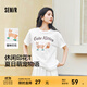 森馬（Semir）短袖t恤女中長(cháng)款寬松顯瘦萌寵印花上衣2025夏裝新款透氣套頭衫 本白10102-戴珍珠項鏈的小貓 L
